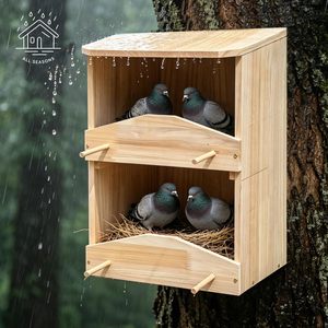 Cross-border solid wood double-layer bird nest outdoor hanging pigeon breeding box, courtyard decoration birdhouse, pet feeding - Product Image 1