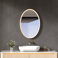 Espejo de Vanidad Moderno Ovalado con LED, Táctil Inteligente, Antivaho, Regulable, Iluminado, con Soporte de Pared para Baño, Hotel, Casa y Villa