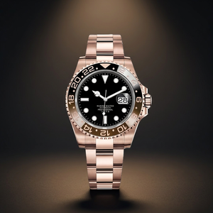 นาฬิกา GMT NH34 โรสโกลด์ โลโก้ S เครื่อง Seiko NH35 ตัวเรือนสแตนเลสสตีล รุ่นดัดแปลง อนาล็อก สำหรับดำน้ำ กันน้ำ 50 บาร์ กระจกแซฟไฟร์ - Product Image 2