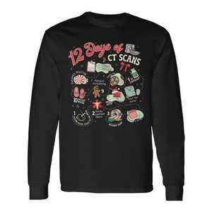 T-shirt à manches longues 12 Days Of Ct Scans Radiology Xmas pour les techniciens - Product Image 1