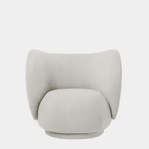 ホテルの家具ヴィラ布張りのモダンなラウンジチェアソフトブークルファブリックスイベルチェアアームチェア臨時の椅子