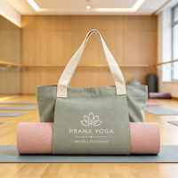 Tas Tote Kanvas Logo Kustom MOQ Fleksibel untuk Matras Yoga, Fitness, Gym, dan Pilates dengan Kotak Penyimpanan Matras Depan Jahitan X