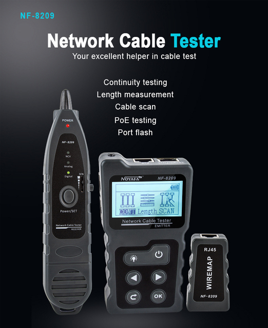 NOYAFA NF-8209 RJ45 Network Cable Tester CAT5 CAT6 Cable Tracer with PoE Line Finder