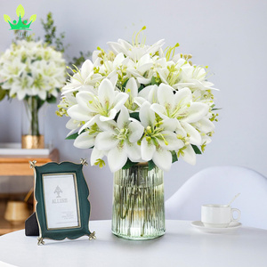 แจกันดอกไม้ประดิษฐ์ทำจากผ้าไหมดอกลิลลี่สำหรับช่อดอกไม้งานแต่งงานบ้านงานเลี้ยงโต๊ะในโรงแรมสำนักงานการจัดดอกไม้ - Product Image 2