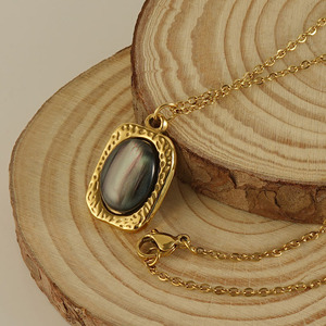 Natural Tiger's Eye Pendant Necklace 18K Plated Gold Chain Square Shape For Women Business Gift Fashion Jewelry - Product Image 4