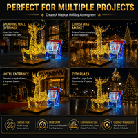 Décoration de Noël extérieure géante avec traîneau du Père Noël et rennes lumineux, éclairage paysager commercial, étanche IP65, éclairage de spectacle pour les fêtes