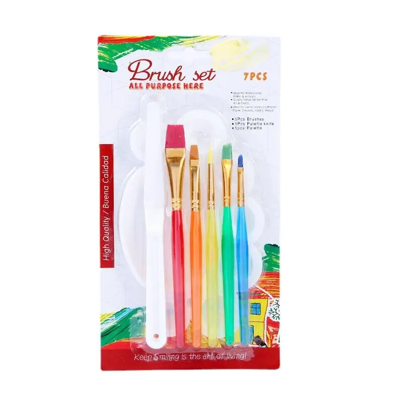 Çocuk fırça seti 7 renkli kalem seti çocuk Graffiti akrilik kalem suluboya boyama fırça sanat kalem toptan