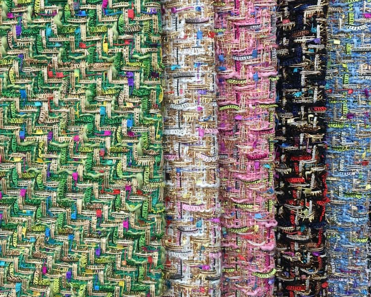 Новая шерстяная элегантная и роскошная твидовая ткань из полиэстера с золотистой проволокой для пальто и костюма