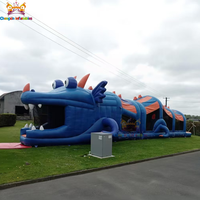 Parcours d'obstacles gonflable géant pour adultes et enfants, avec château gonflable à l'effigie d'un crocodile et toboggan, garantie de 3 ans, capacité de 300 kg, produit très vendu