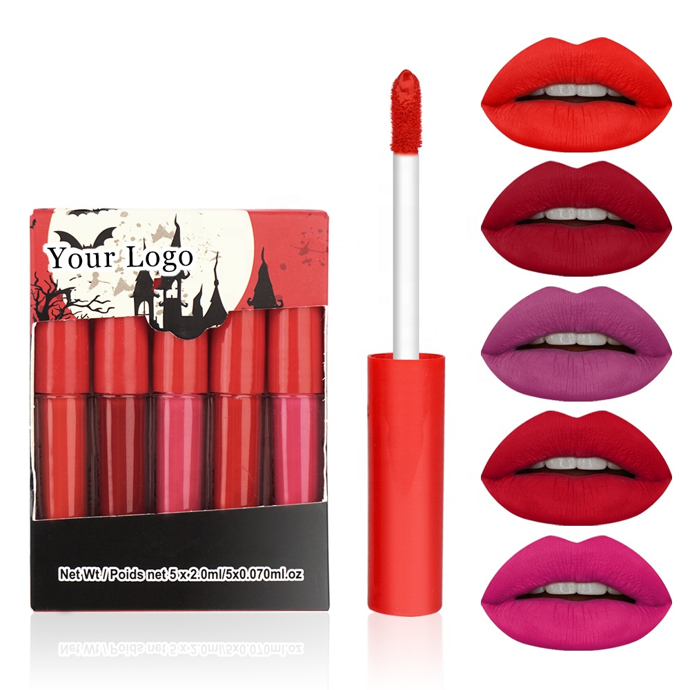 Индивидуальный логотип цветной Блеск для губ помада стойкая матовая красная жидкая оранжевая помада