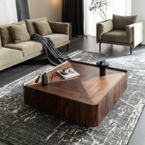 Modern <b>Walnut</b> Coffee <b>Table</b> Handmade Wood Living Room Furniture Minimalist Design Solid Wood Frame - Product Image 1