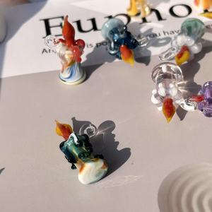 Collier et boucles d'oreilles DIY en verre soufflé (Lampwork) avec pendentif Gâteau Xingx et Lune, en verre importé, idéal pour cadeau vidéo - Product Image 5