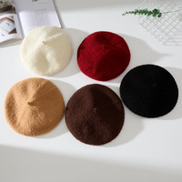 Bonnet de peintre vintage en laine épaisse et chaude 100 % laine pour femme, style japonais et coréen, doux et moelleux, collection automne/hiver
