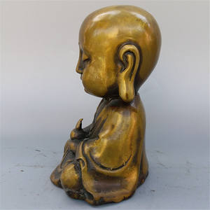 Venta caliente pequeño <span class=keywords><strong>monje</strong></span> estatua ornamento cobre puro bronce budismo figura Metal artesanía fundición - Product Image 3