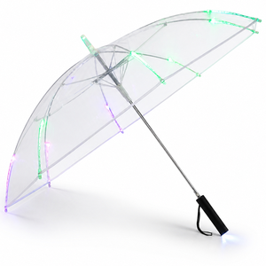 LED Transparent Umbrella Straight Shaft Waterproof Rain Umbrella with <b>Light</b> Up Canopy <b>for</b> <b>Night</b> Walking Outdoor Use - Product Image 1