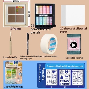 Kit Completo per Pittura a Olio su Tela con <span class=keywords><strong>Cornice</strong></span> Fai-da-Te, Design a Griglia Quadrata, Regalo di Compleanno Personalizzabile Fatto a Mano - Product Image 3
