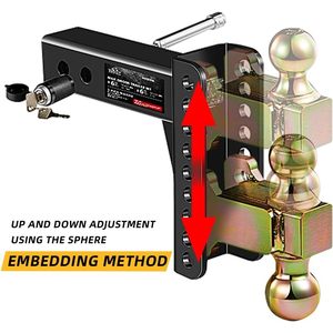 Enganche de remolque ajustable XPE con receptor de 2.5 pulgadas, elevación de 6 pulgadas, soporte de bola doble con bolas de 2 y 2.5/16 pulgadas para camiones y coches - Product Image 4