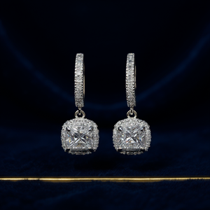 Orecchini pendenti classici in argento 925 con design geometrico in cristallo e strass per gioielli da donna per matrimoni - Product Image 2