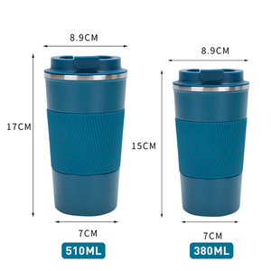 Vasos portátiles personalizados con logotipo, de acero inoxidable 18/8, ecológicos, libres de BPA, con aislamiento al vacío de doble pared, con asa para viaje y coche, 450 ml - Product Image 3