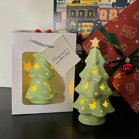 Lampe de table LED en céramique en forme de sapin de Noël, veilleuse décorative pour la maison, chambre à coucher, ornement de chevet, cadeau de Noël et d'hiver