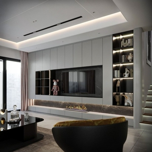 Tủ Tivi Treo Tường Thiết Kế Tùy Chỉnh, Nội Thất Phòng Khách Thông Minh, Màu Xám Hiện Đại - Product Image 2