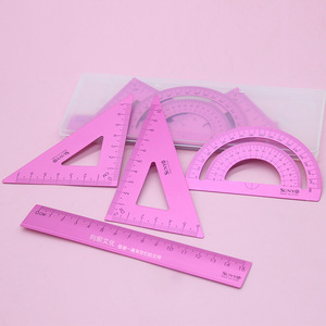 Aluminum Alloy Ruler Set 4 Pieces Laser Engraved Metal Straight Ruler Student <b>Stationery</b> <b>Gift</b> - Product Image 4