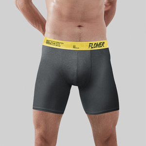 2024 nueva ropa interior masculina de algodón ajustada elástica personalizada, Calzoncillos Bóxer largos, bragas cómodas lisas sin costuras para hombres, ropa interior - Product Image 1