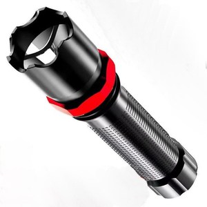 Lampe torche LED rechargeable noire avec cercle rouge, idéale pour le camping et les situations d'urgence en extérieur - Product Image 3