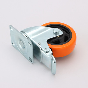 Medium Orange Perforated Pvc Casters Dual Bearings Swivel Industrial Caster Wheels Firm Tread 105 130 155mm - Product Image 2