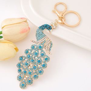 Peacock Peafowl Rhinestone Keychain Cute Crystal Charm Purse Handbag Car <b>Backpack</b> Pendant Party Wedding Birthday Gift - Product Image 5