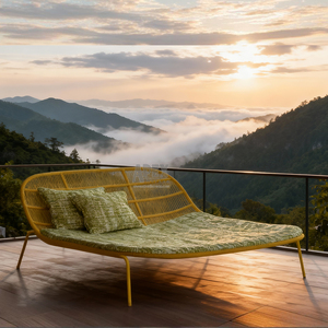 كرسي استلقاء مزدوج للحمامات الشمسية بتصميم نورديك منسوج بالحبال، كرسي استرخاء فاخر مخصص - Product Image 3