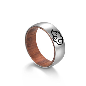 <span class=keywords><strong>Anillo</strong></span> Esférico Plateado de Alta Calidad con Incrustaciones de Madera Sólida, Diseño Personalizado, Joyería Unisex de Acero Inoxidable - Product Image 3