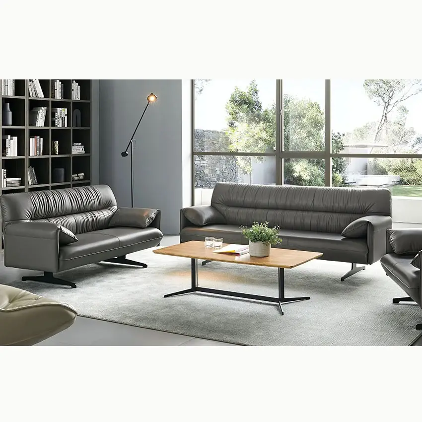 أريكة فاخرة أصلية من الجلد بتصميم إيطالي طقم أريكة مكتبية بمقعد واحد أو 2 أو 3 أريكة عصرية لغرفة المعيشة أريكة مكتب