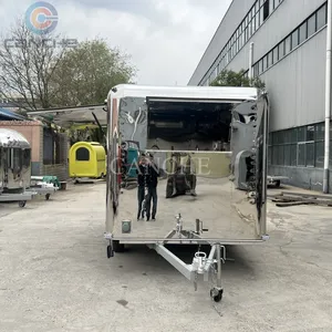Chariots de bar mobiles carrés de 4 m de long, en acier inoxydable, pour la vente de nourriture en plein air, remorque de camion de restauration - Product Image 6