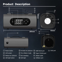 DELBEST T8 Démarreur de Voiture et Batterie Externe avec Compresseur d'Air et Aspirateur, Entrée Type-C, Lumière Stroboscopique LED 23800mAh