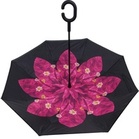 Parapluie droit inversé manuel en fibre de verre, double couche, tissu pongé 190T, à ouverture manuelle en forme de C, pour la vente en gros