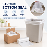 Sacs poubelles transparents OEM ODM en rouleau, fond renforcé, résistants aux déchirures, pour poubelles domestiques, avec boîte de distribution personnalisée