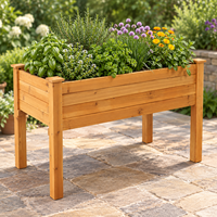 Grandes jardinières carrées surélevées en bois pour l'extérieur, pour usage domestique, design classique, pour fleurs, légumes et herbes.