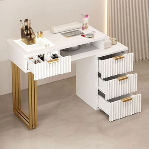 <span class=keywords><strong>Mesa</strong></span> <span class=keywords><strong>de</strong></span> <span class=keywords><strong>Manicura</strong></span> <span class=keywords><strong>Pequeña</strong></span> Individual Negra con Pata Dorada CB-M1802 - Product Image 4