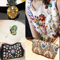 LS836 Navette zircon or griffe strass cousu à la main cristal strass pour robe de mariée chaussures sacs vêtements