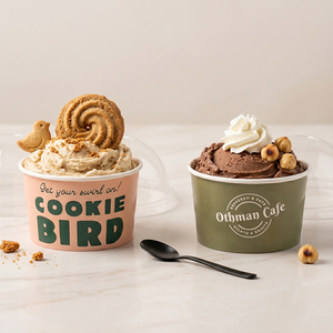 Coppette per <span class=keywords><strong>Gelato</strong></span> Personalizzate di Alta Qualità, Doppio Rivestimento in PE, per Dessert e Feste, Coppette di Carta per <span class=keywords><strong>Gelato</strong></span> e Sundae - Product Image 1