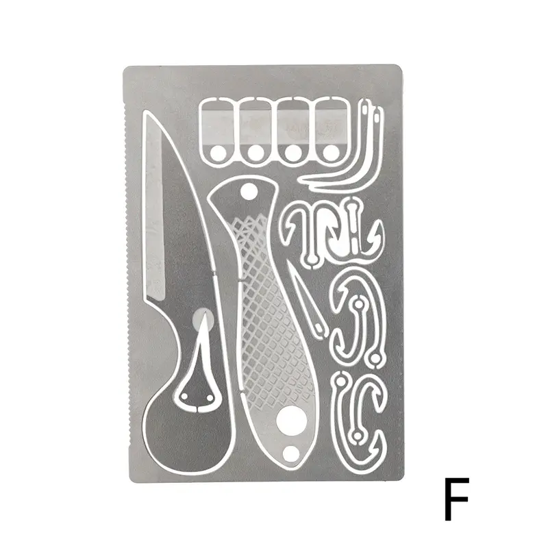 Da esterno in acciaio inox EDC Card Multi-strumento multifunzione per la sopravvivenza e l'utilizzo di pesca di emergenza confezionato in OPP Bag