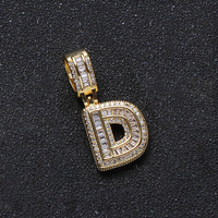Breloque lettre initiale plaquée or pour collier, alphabet de A à Z, pendentif en laiton et zircon pour la fabrication de bijoux