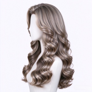 วิกผมแท้สีน้ำตาลประกายเทา แบบลอนยาว แสกข้าง - Product Image 6