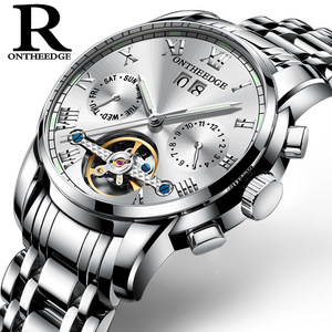 Montres automatiques mécaniques pour hommes <span class=keywords><strong>ONTHEEDGE</strong></span>, acier inoxydable, étanches, date, semaine, vert, mode classique, montres-bracelets, Reloj Hombre - Product Image 6