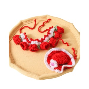 Bandanas, colliers et chouchous pour animaux de compagnie en <span class=keywords><strong>crochet</strong></span> faits main, accessoires mignons en forme de fleurs tricotées pour petits chiens et chats, vente en gros. - Product Image 4