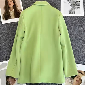 Veste de costume fine et respirante pour femme, style automne, unie, décontractée, double boutonnage, élégante, pour le bureau, en maille - Product Image 6