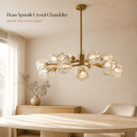 Lustre et suspension LED YH minimalistes en laiton brossé avec boule de cristal multi-facettes pour salle à manger et cuisine