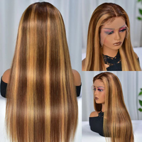 Perruque frontale en cheveux humains brésiliens 100% vierges, pas chère, avec mèches, couleur ombrée piano, perruque frontale HD en dentelle