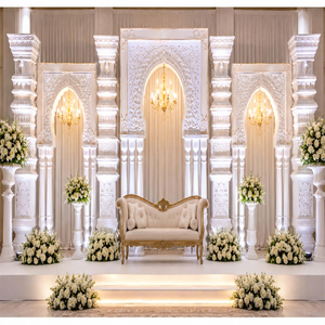 White <b>Wedding</b> Stage With 3d Carved <b>Arch</b> & Pillars Trending 3D Fiber Window Backdrop Panels for Asian <b>Wedding</b> Stages Australia - Product Image 1